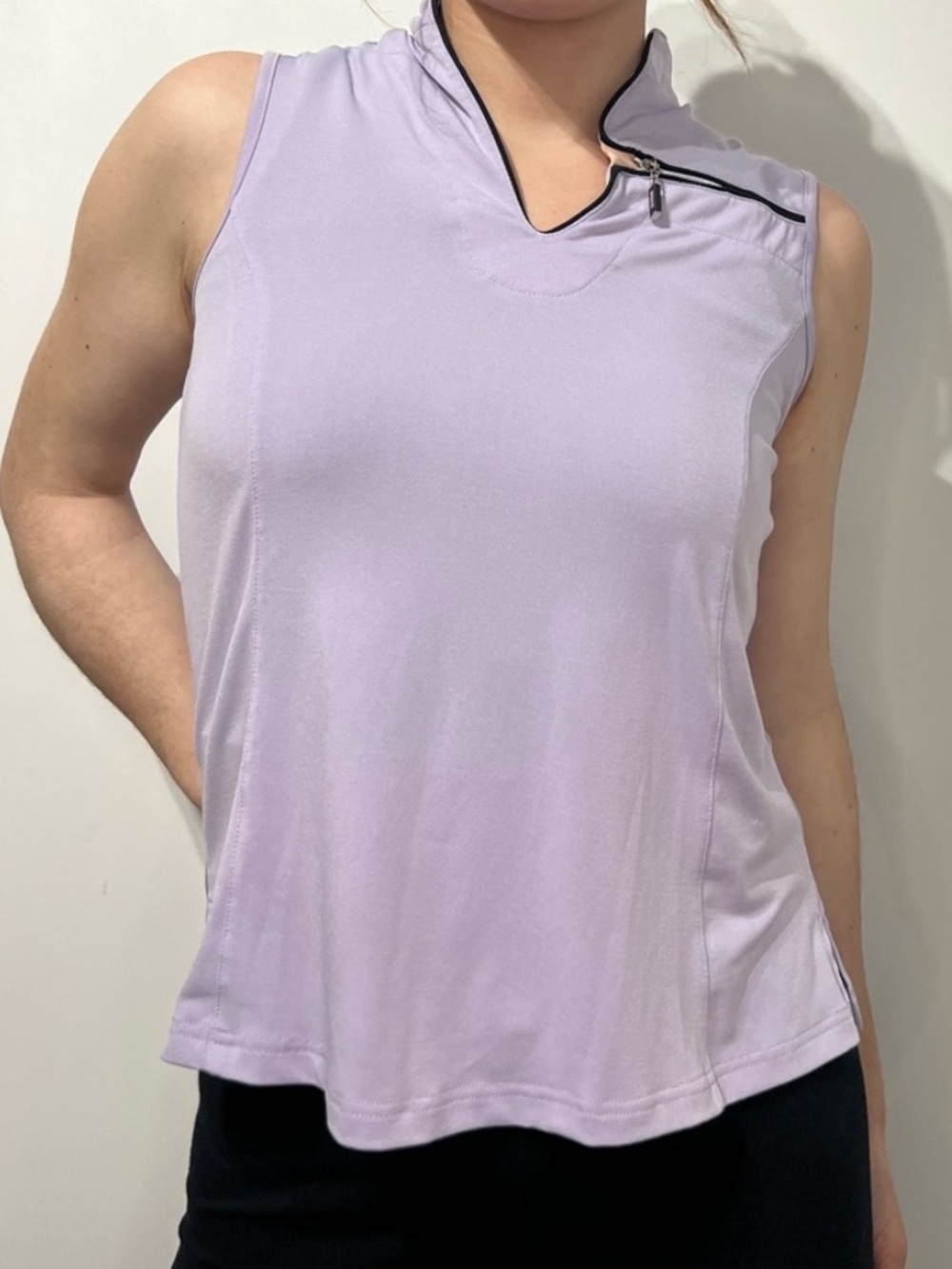 DKNY Zipper Sport Tank Top Golf Tennis Lavender Active Shirt Kawaii Pastel Chic